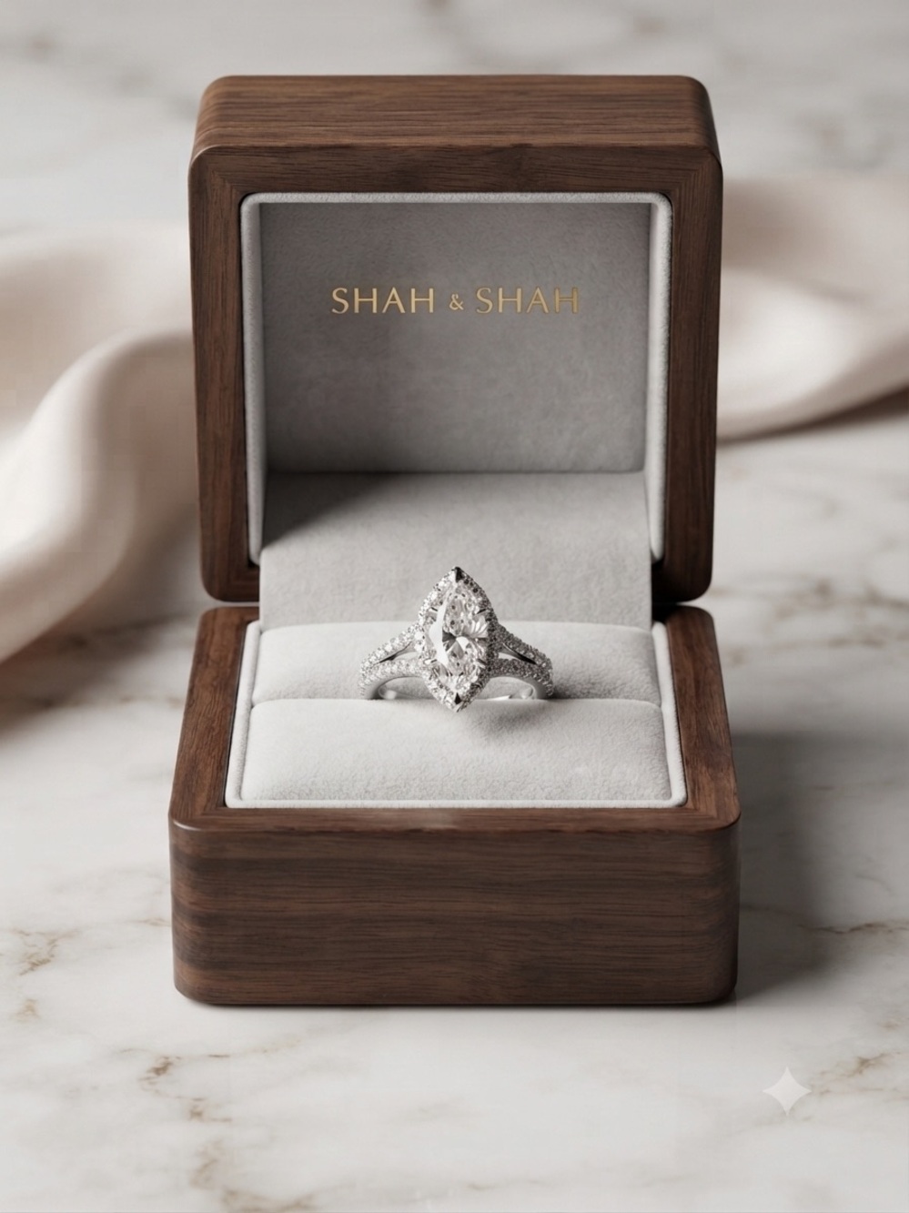 White Gold Marquise Diamond Engagement Ring - White